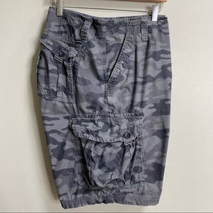 Men's Union Denim Grey Camo Cargo Shorts Size 40